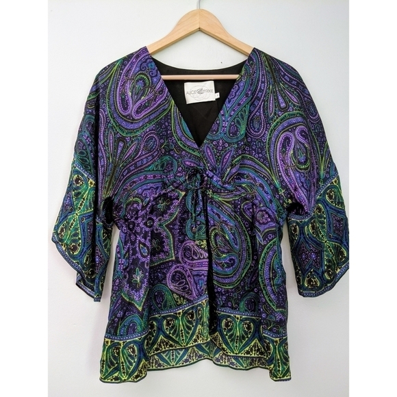 Alice & Trixie 100% Silk Boho Paisley Top - Picture 1 of 7